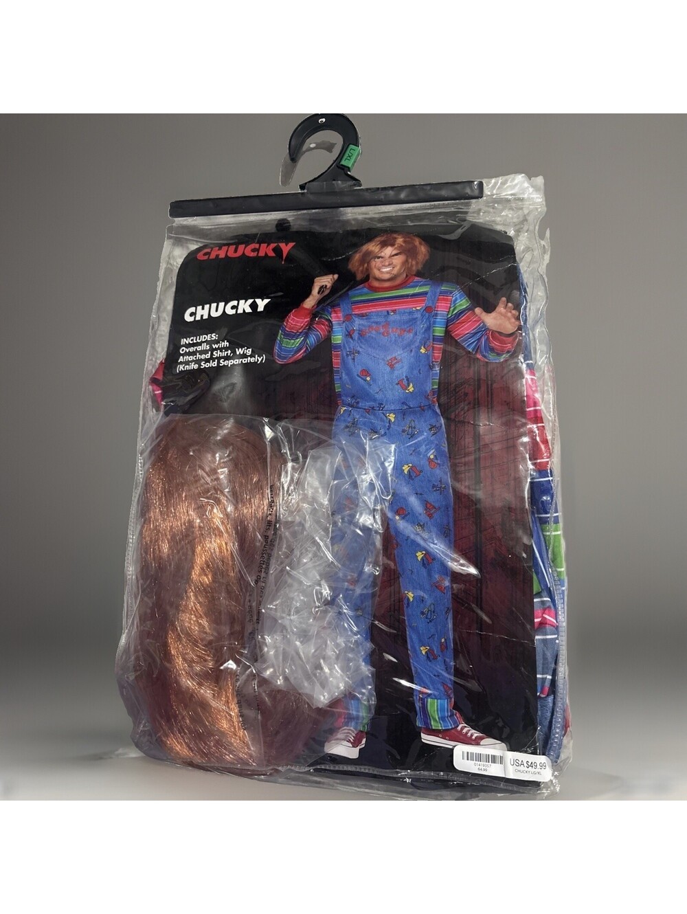 Chucky Costume Adult Good Guys Outfit Halloween Horror  W/ Wig Adult Size L/XL